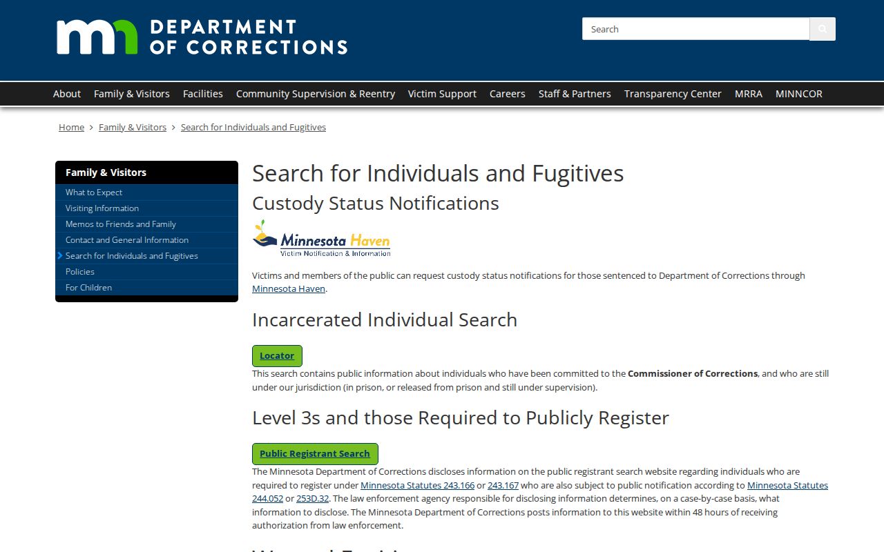 Minnesota DOC search source for Sibley County custody record handoffs
