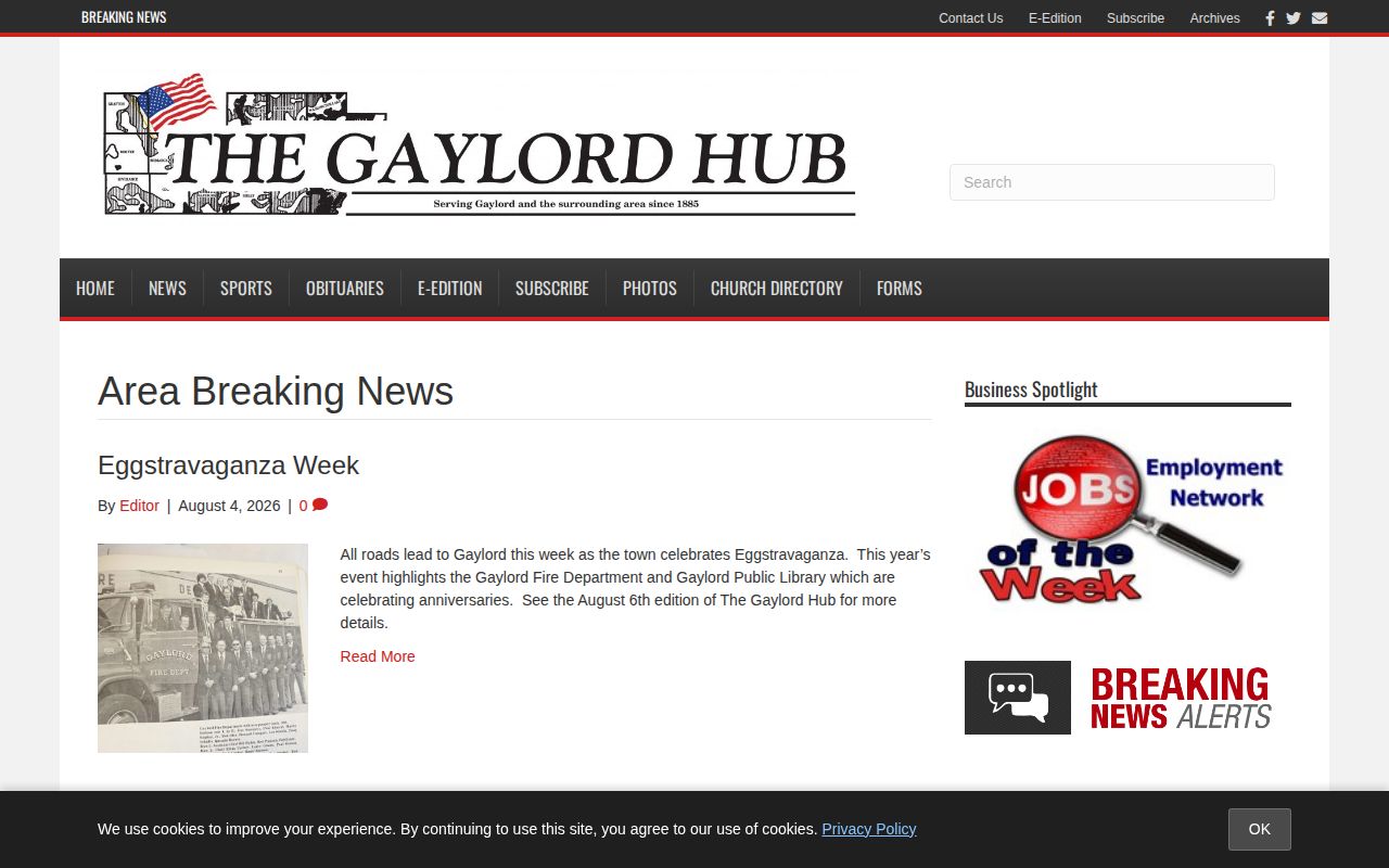 Sibley County crime news source page from the Gaylord Hub
